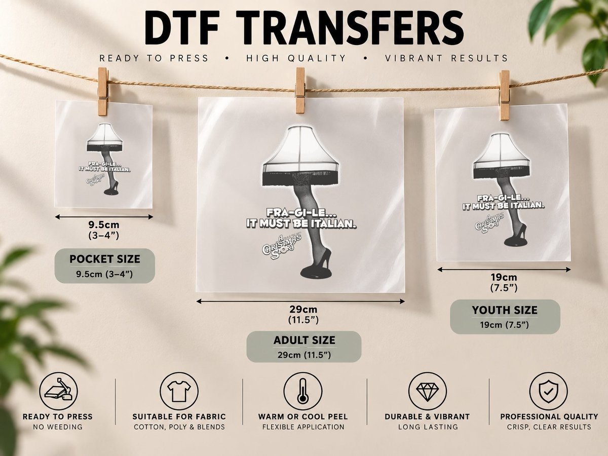 A Christmas Story Fra-Gi-Le Leg Lamp Pullover DTF Transfer Iron On