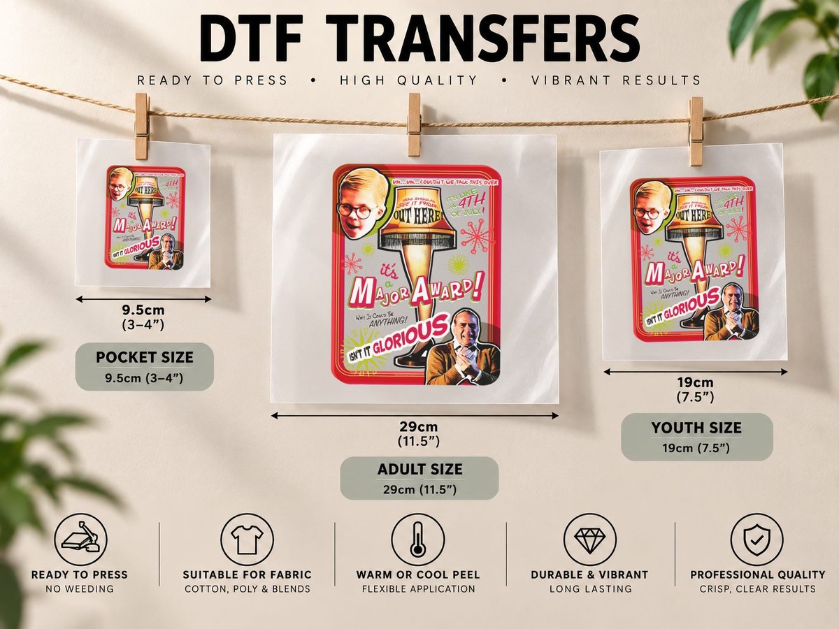 A Christmas Story Glorious Major Award DTF Transfer Iron On