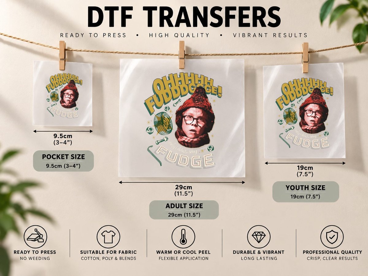 A Christmas Story Oh Fudge!, Funny Holiday Movie Comedy DTF Transfer Iron On