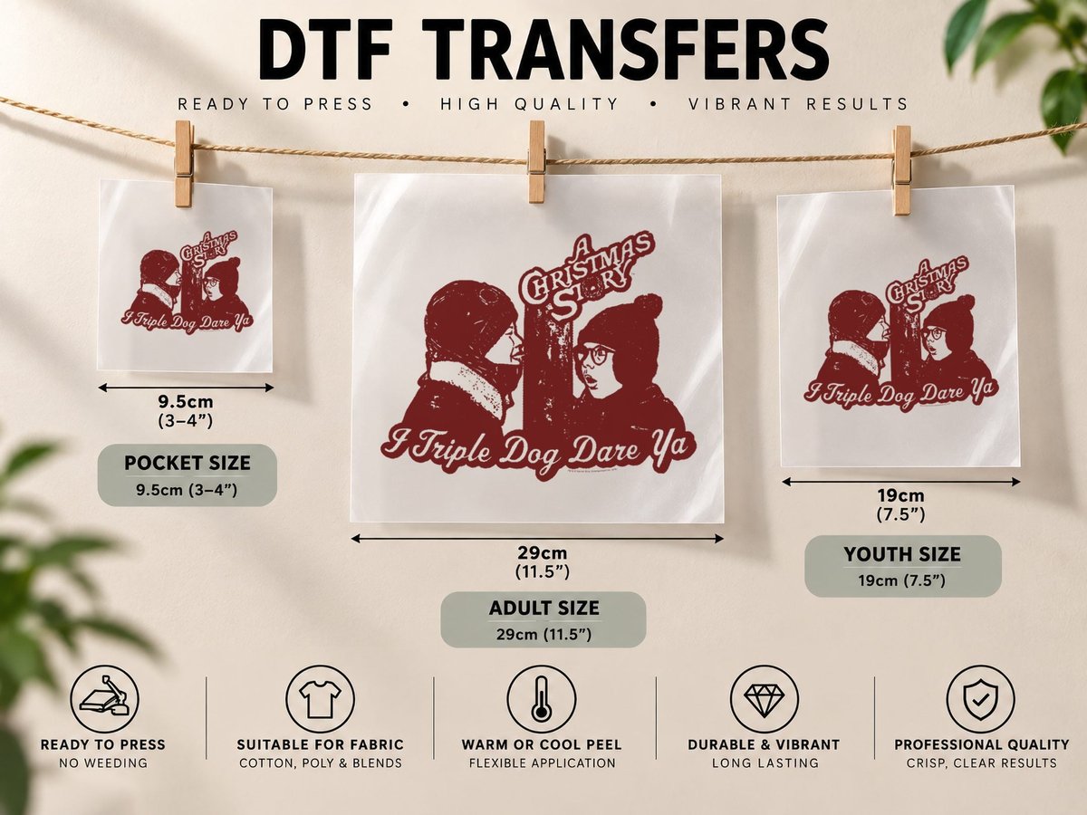 A Christmas Story Triple Dog Dare Ya DTF Transfer Iron On