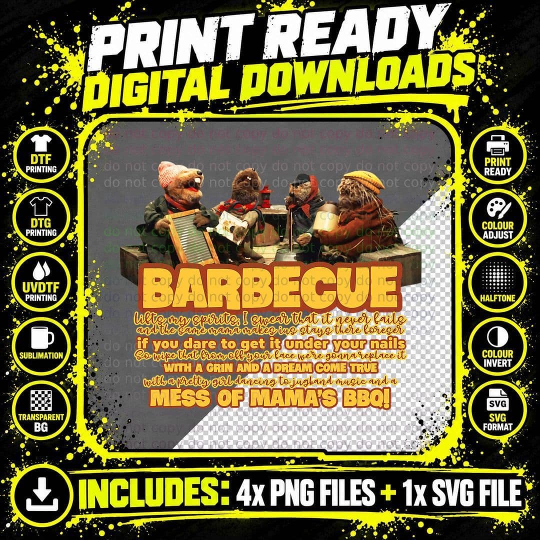 Barbecue Funny Song Jug Band Frogtown Christmas Emmet Png SVG Digital Bundle