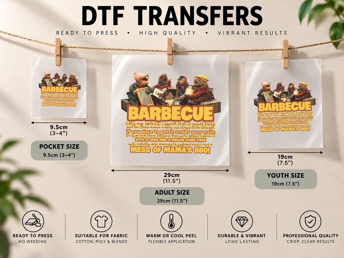 Barbecue Funny Song Jug Band Frogtown Christmas Emmet Otter DTF Transfer Iron On