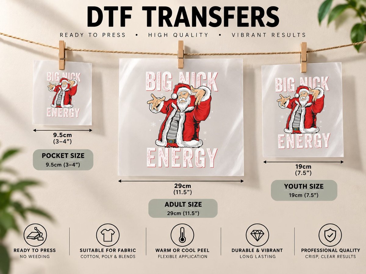 Big Nick Energy Santa Naughty Adult Humor Funny Christmas DTF Transfer Iron On