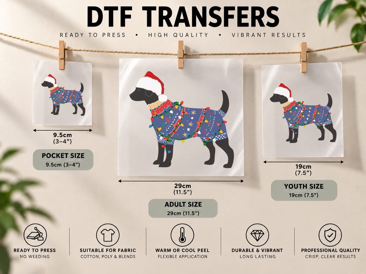 Black Lab Ugly Christmas DTF Transfer Iron On