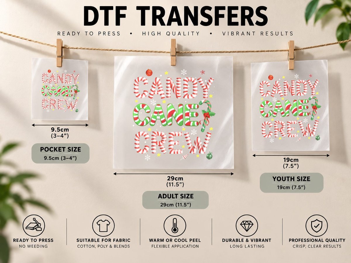 Candy Cane Crew Funny Christmas Candy Lover Mas Pajamas DTF Transfer Iron On