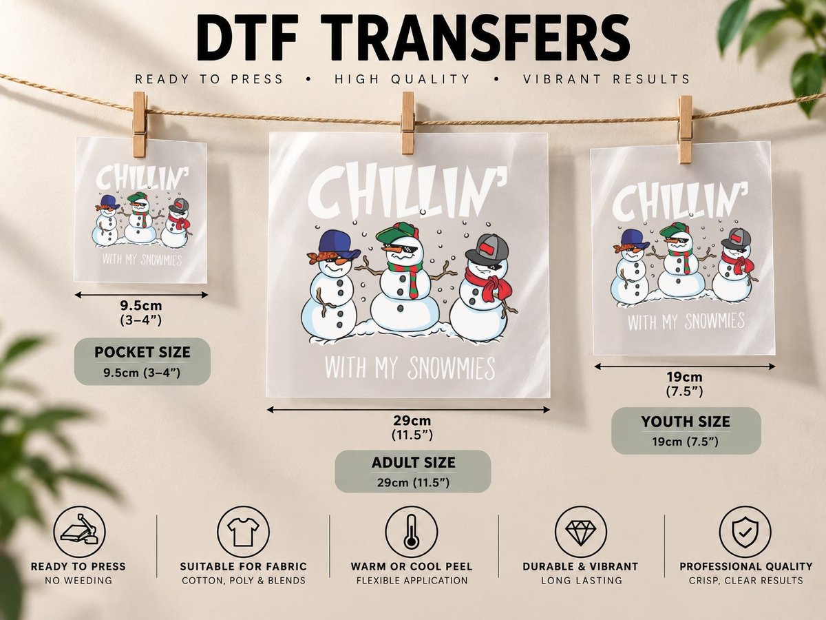 Chillin' with My Snowmies Funny Christmas Snowman Pullover DTF Transfer Iron On