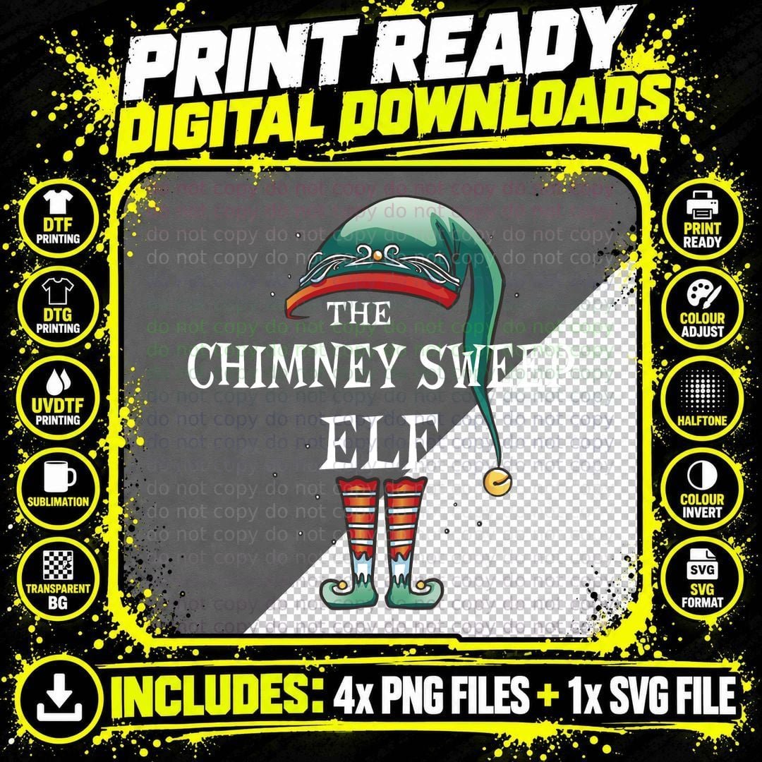 Chimney Sweep Elf Job Christmas Pullover Hoodie Png SVG Digital Bundle