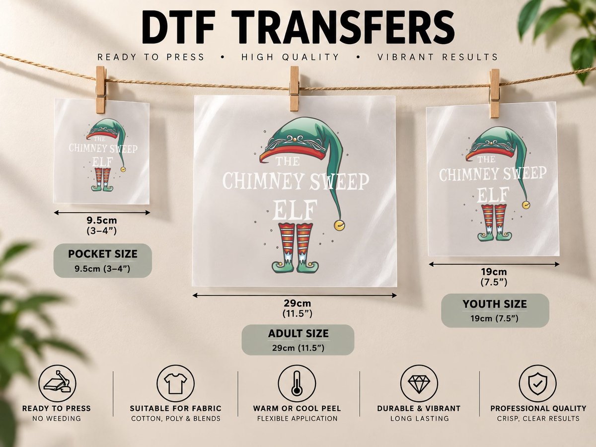 Chimney Sweep Elf Job Christmas Pullover, Holiday Gift DTF Transfer Iron On