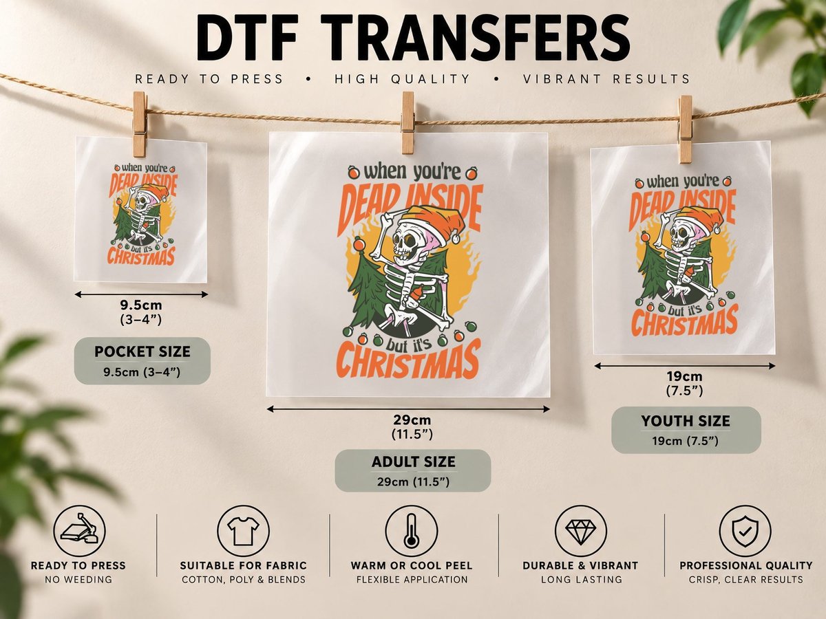 Christmas - When You're Dead Inside but It's Christmas DTF Transfer Iron On