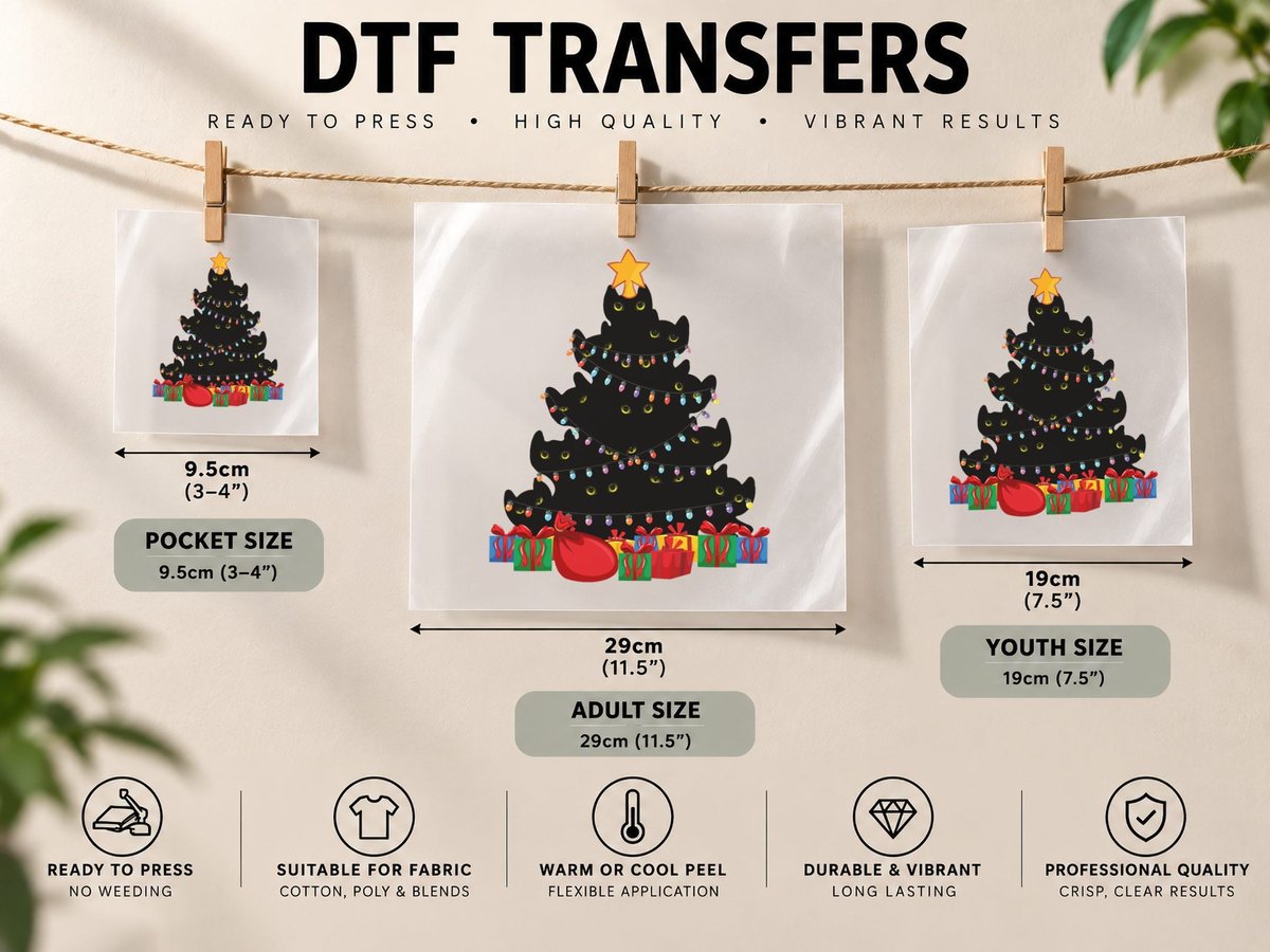 Christmas Cat for Men, Christmas Tree Cat Pajama Women DTF Transfer Iron On