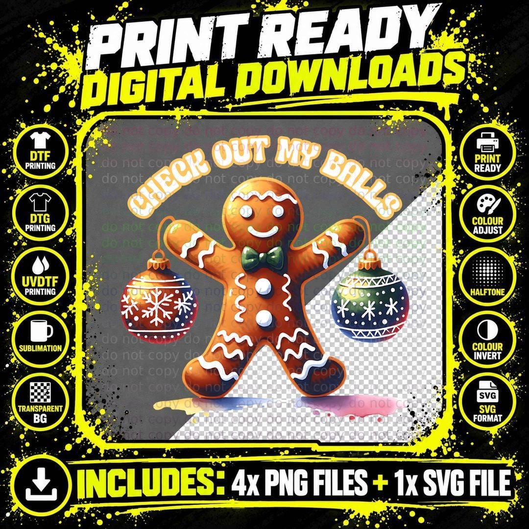 Christmas Check Out Balls, Modern Aesthetic Png SVG Digital Bundle
