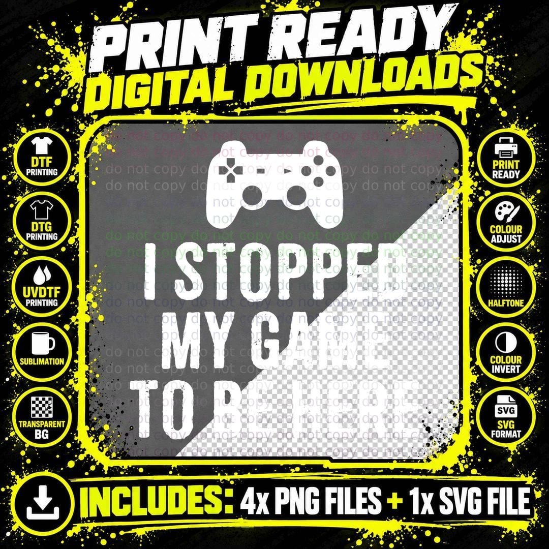 Christmas Gamer Pajama Men I Stopped My Game to Be Here Png SVG Digital Bundle