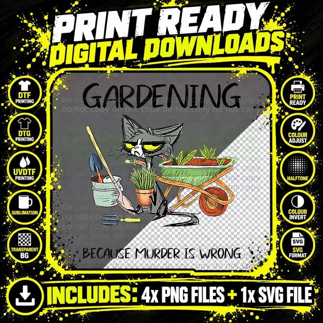 Christmas Gardening Because Murder Is Wrong Farmer Mom Png SVG Digital Bundle