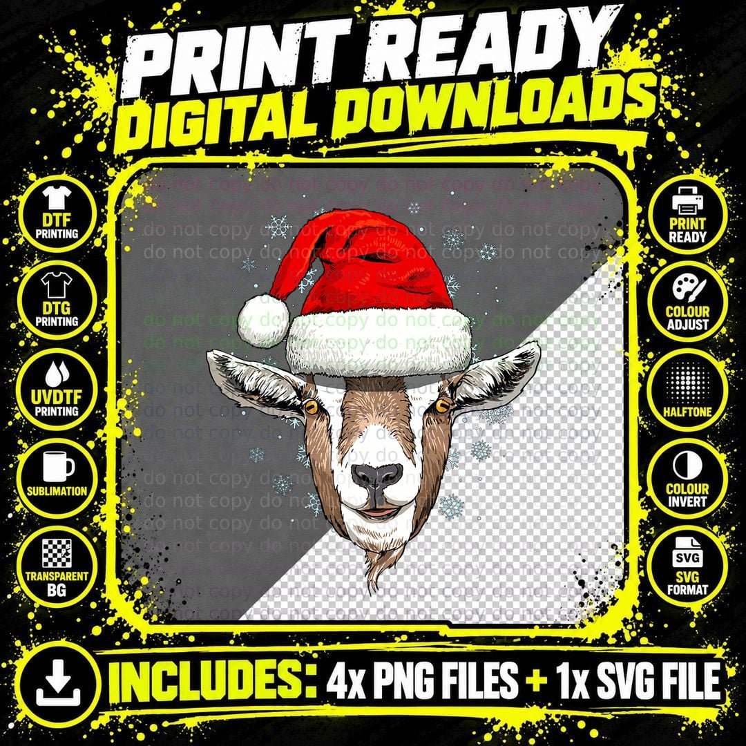 Christmas Goat Santa Clause Xmas Navidad Goat Lover Png SVG Digital Bundle