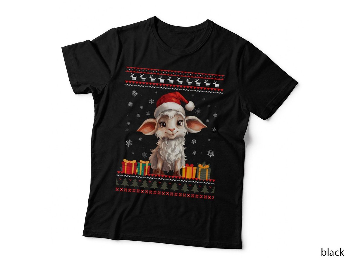 Christmas Goat Santa Hat Ugly Christmas Sweater T-Shirt