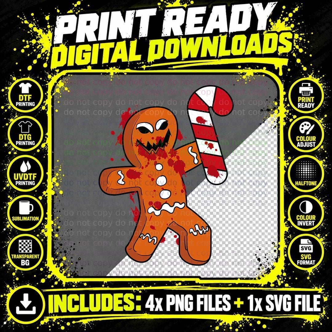 Christmas Horror Scary Gingerbread Man I Hate T-Shirt Png SVG Digital Bundle