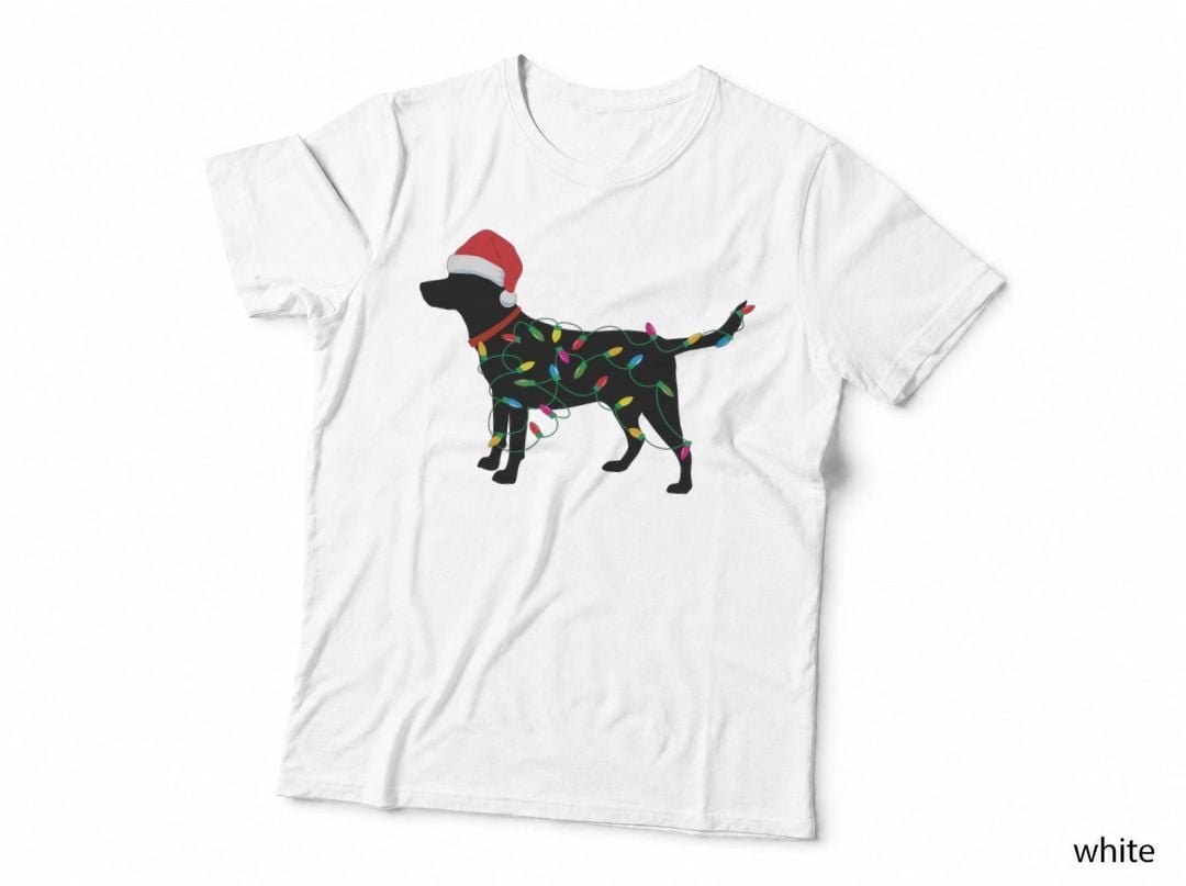Christmas Labrador Retriever in Santa Hat Xmas Lights Hoodie T-Shirt