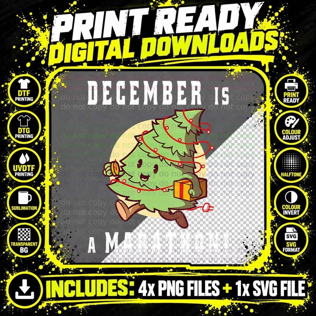 Christmas Marathon Runner Gift December Marathon Runner Png SVG Digital Bundle
