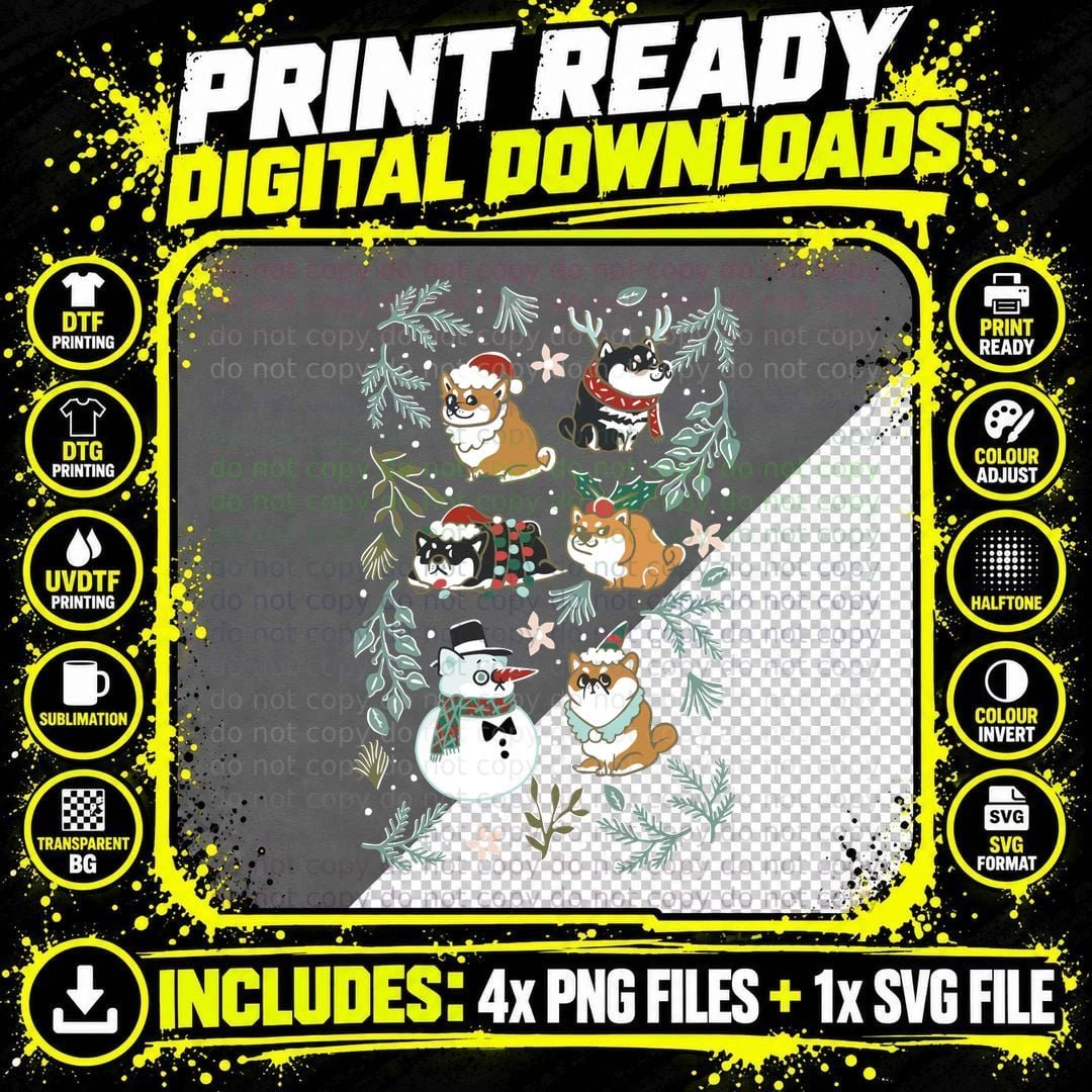 Christmas Shiba Inu T-Shirt Png SVG Digital Bundle