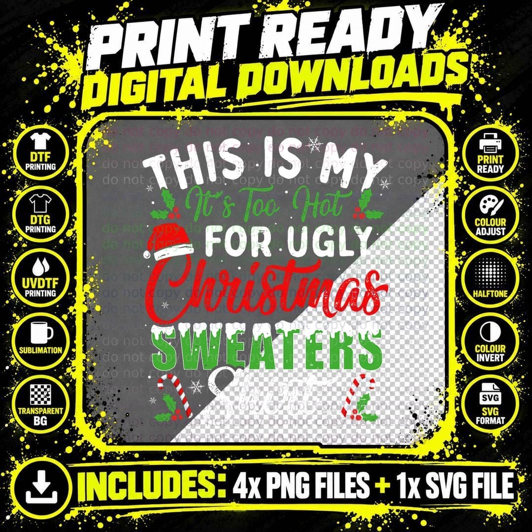 Christmas Text T-Shirt, This Is My Gift for Ugly Png SVG Digital Bundle