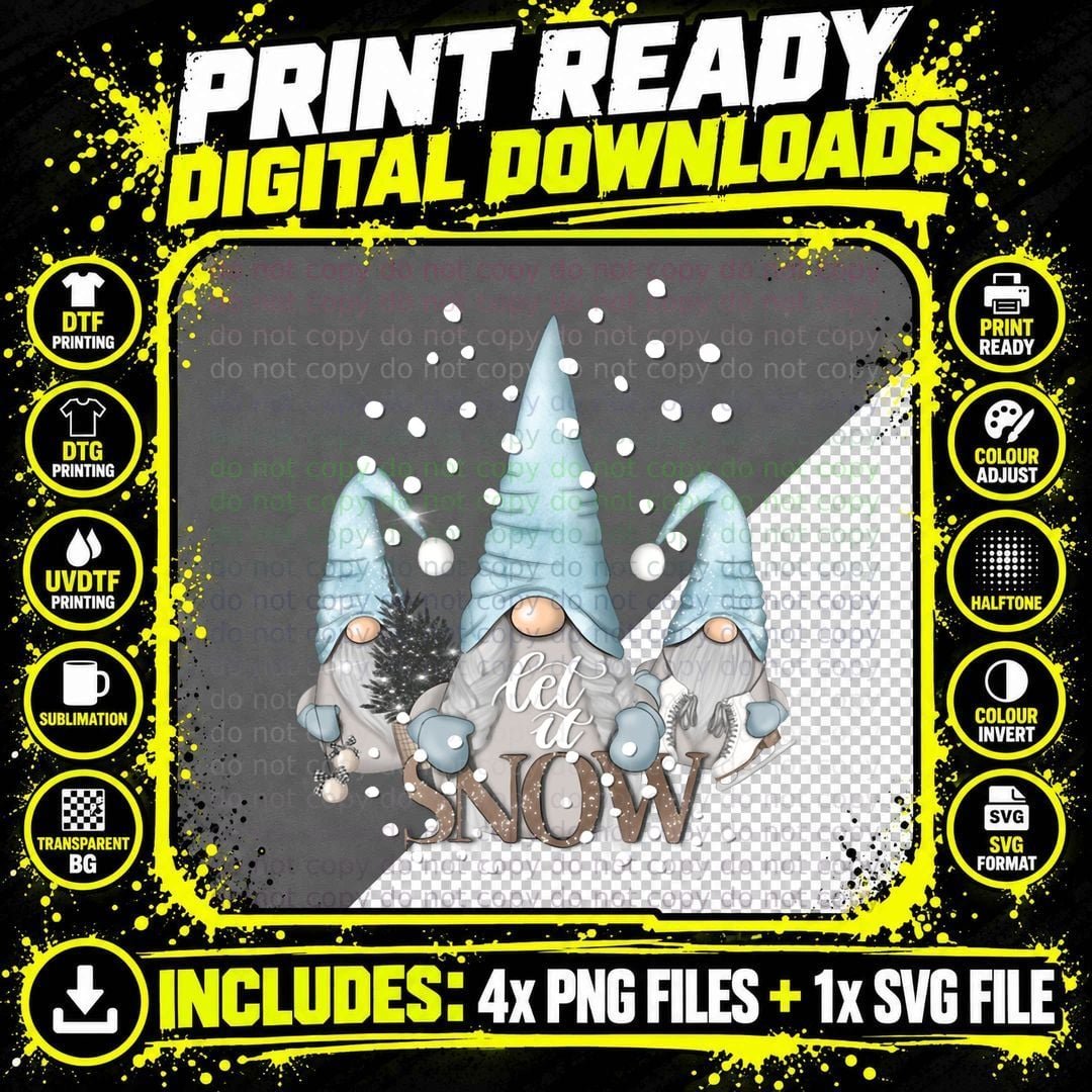 Christmas Three Gnomes Holiday Elves Pullover Hoodie Png SVG Digital Bundle