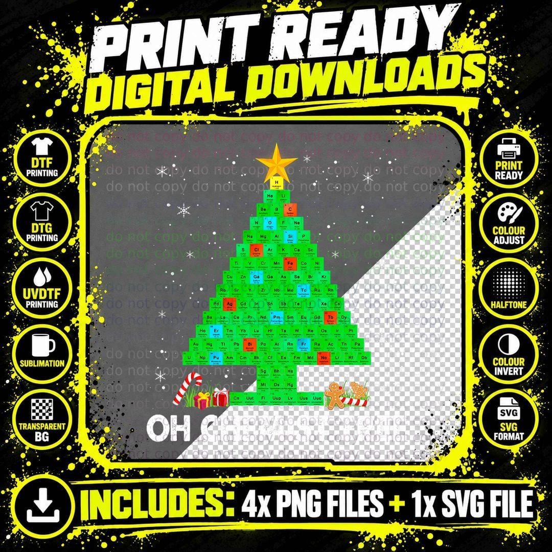 Christmas Tree Chemistry Science Periodic Table Sweater Png SVG Digital Bundle