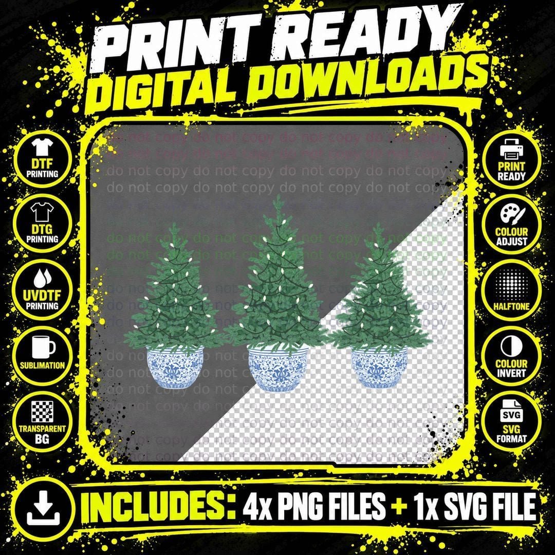 Christmas Tree in Chinoiserie Bowl Pullover Hoodie Png SVG Digital Bundle