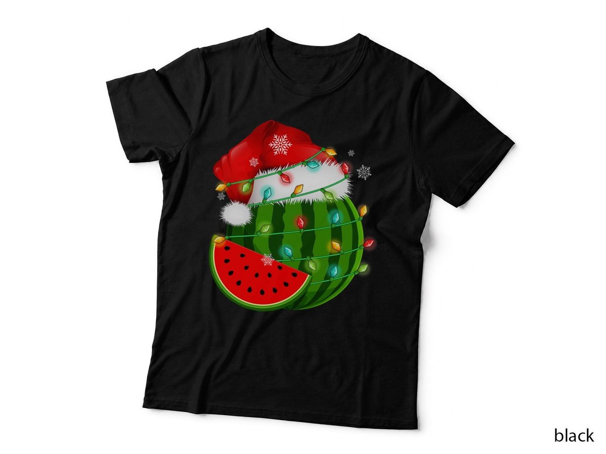 Christmas in July Santa Watermelon Xmas Lights Summer Vacay T-Shirt