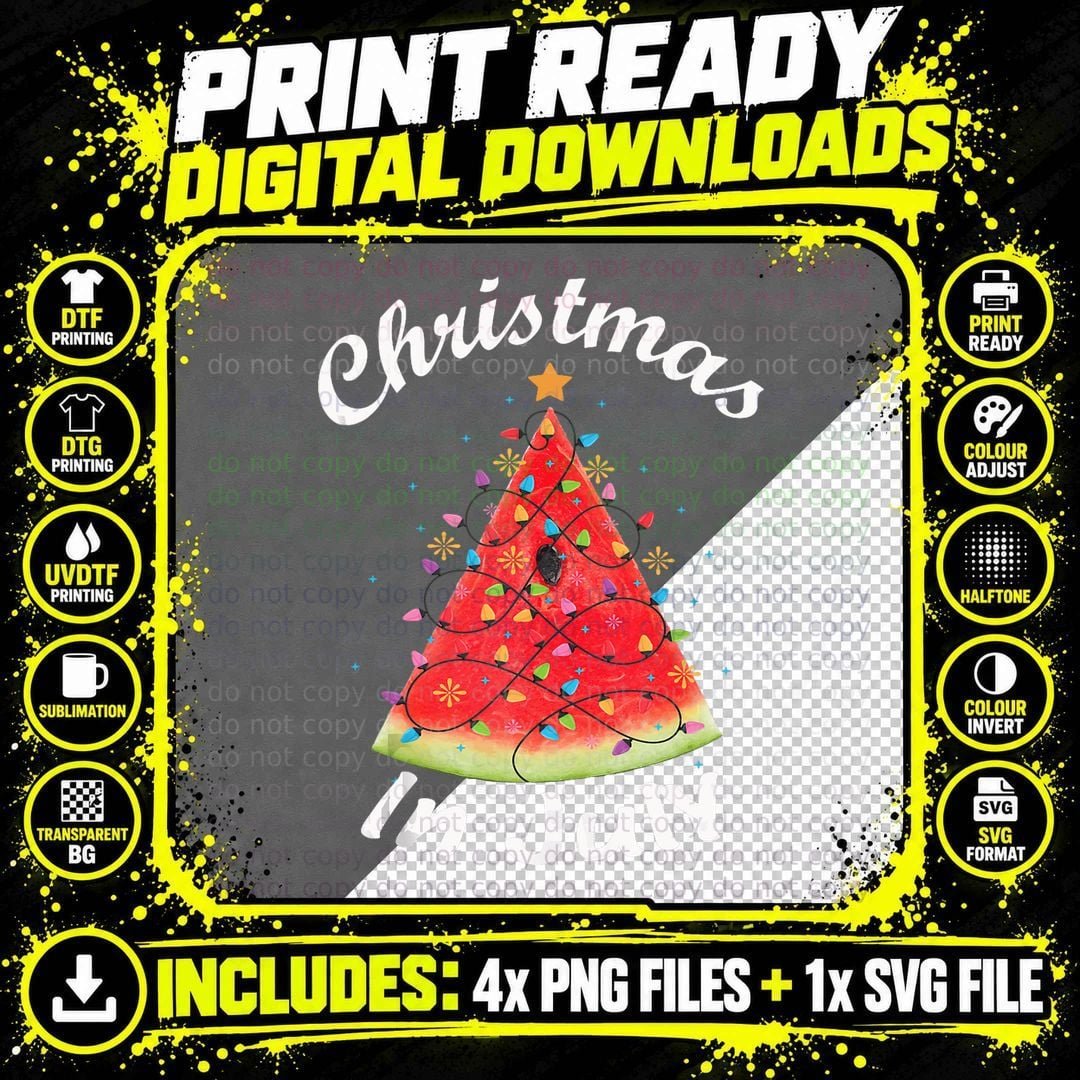 Christmas in July Shirt Melon Xmas Tree Summer Men Women Png SVG Digital Bundle