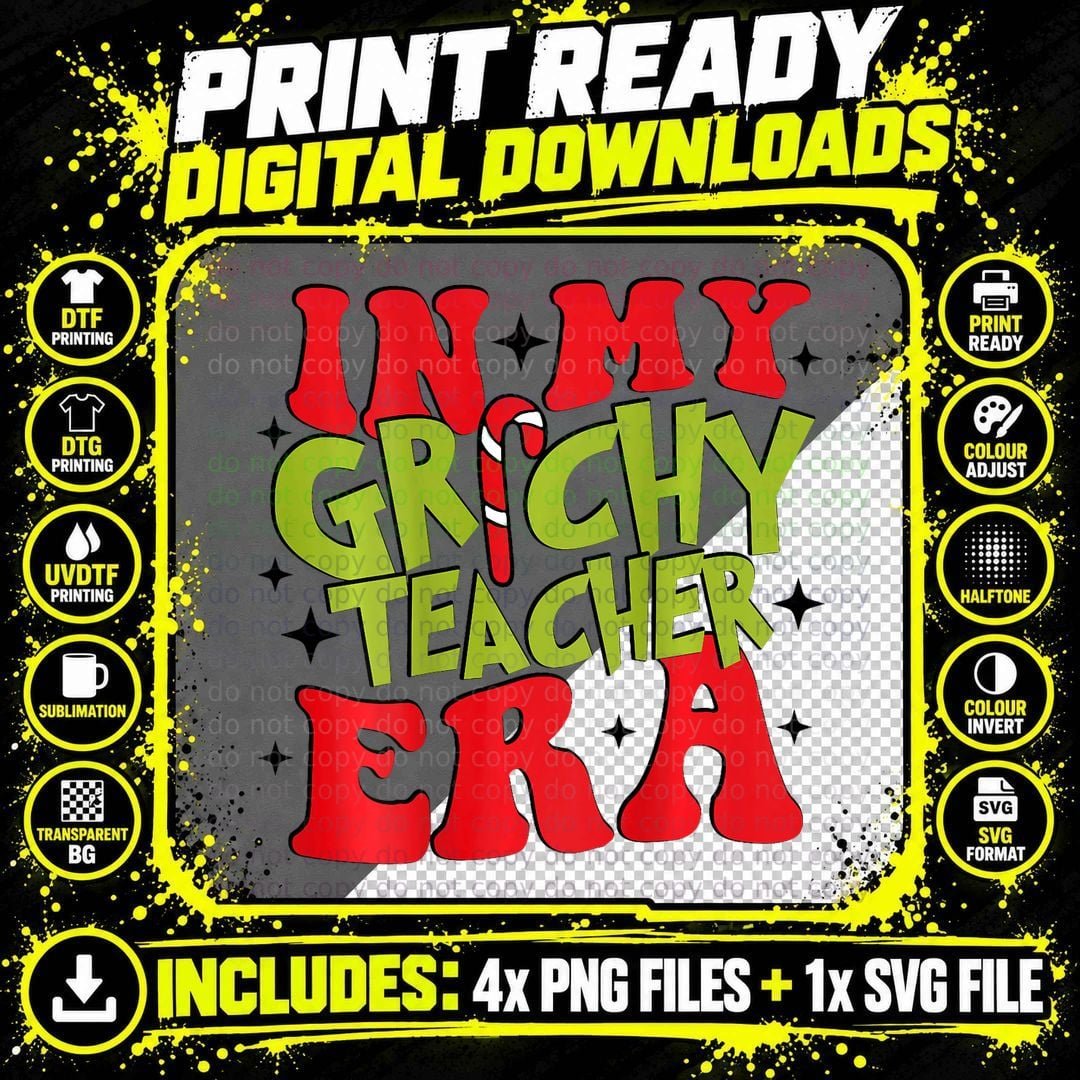 Christmas in My Teacher Era Funny Teaching Men Women Png SVG Digital Bundle