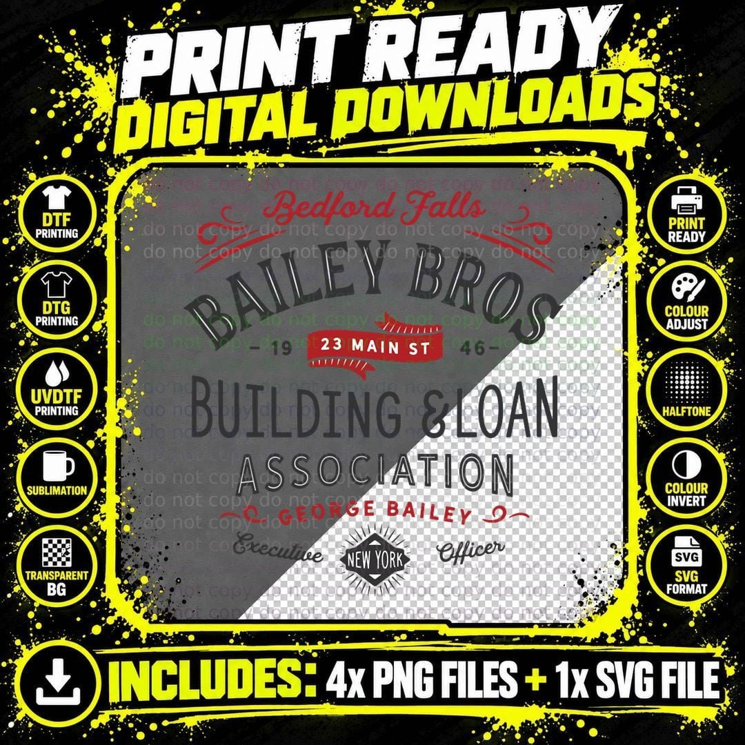 Christmas, Bailey Brothers Building & Loan. Holiday Png SVG Digital Bundle
