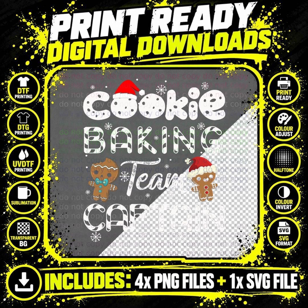 Cookie Baking Team Captain Gingerbread Christmas T-Shirt Png SVG Digital Bundle