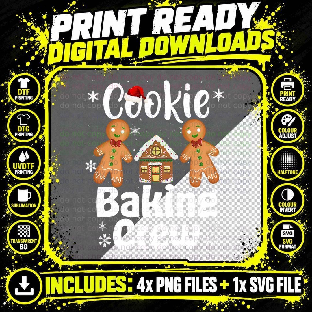 Cookie Baking Team Tester Gingerbread Christmas T-Shirt Png SVG Digital Bundle