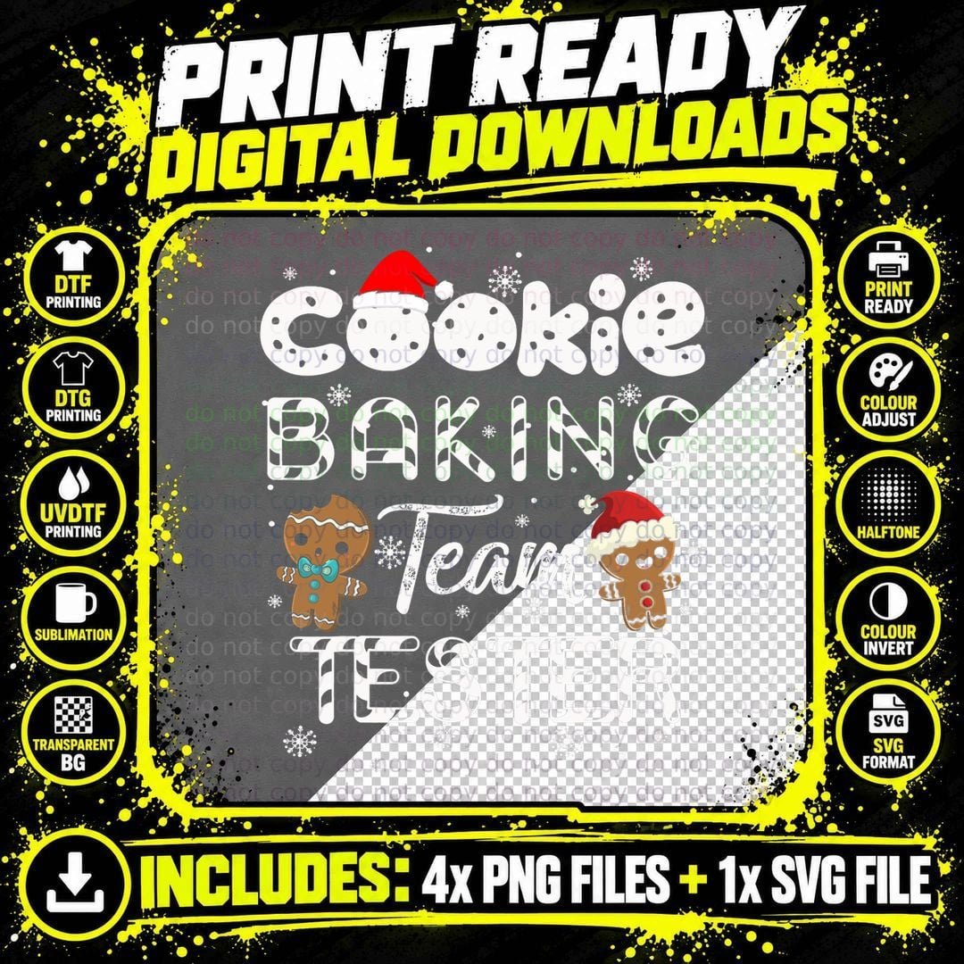 Cookie Baking Team Tester Gingerbread Christmas Png SVG Digital Bundle