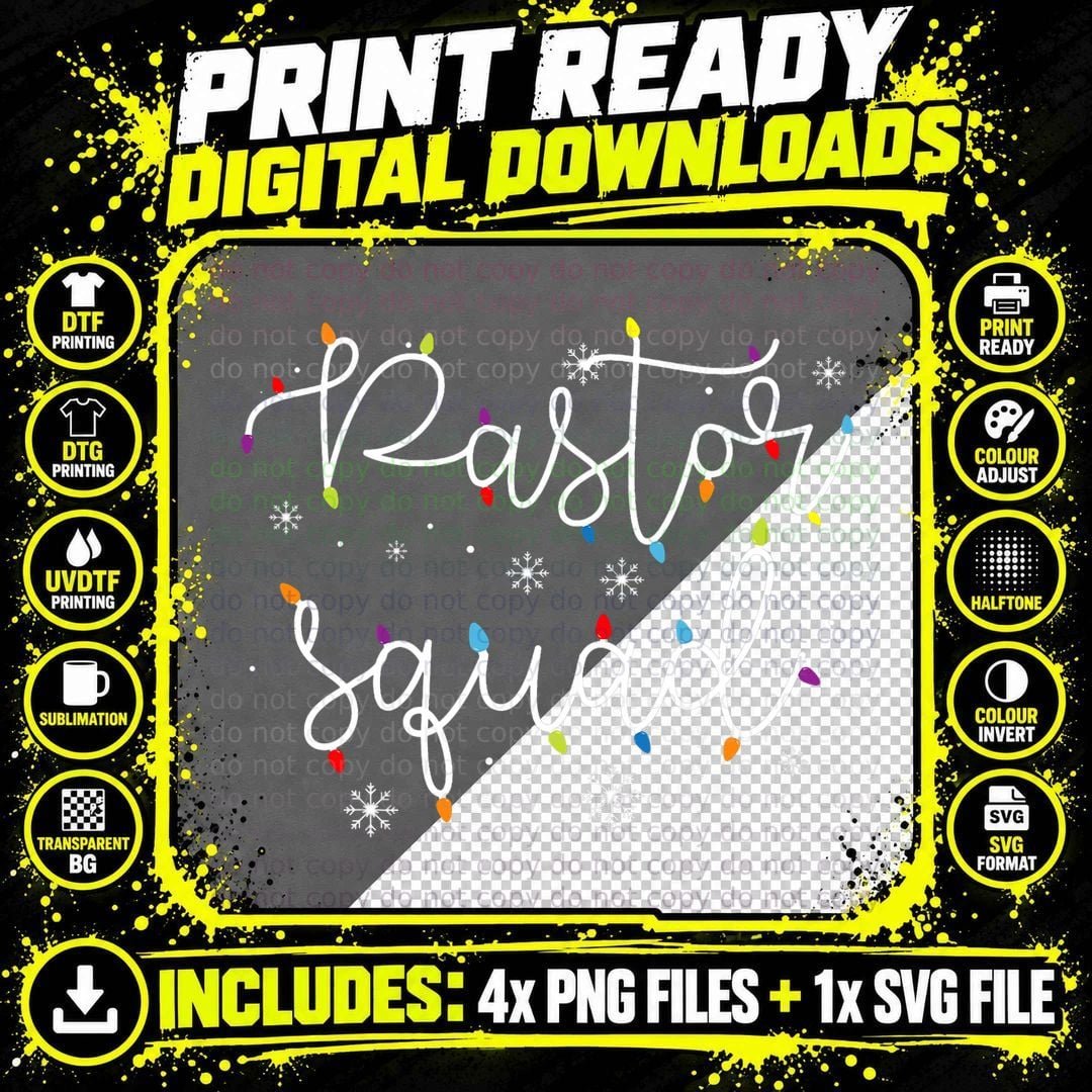 Cute Christmas Pastor Squad X-Mas Light Festive T-Shirt Png SVG Digital Bundle
