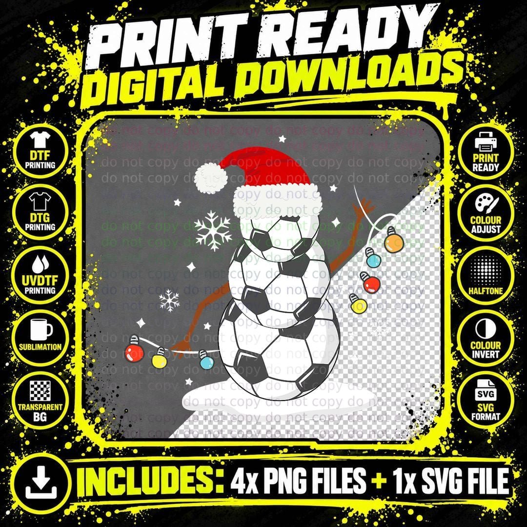 Cute Christmas Soccer Snowman Sport Lover T-Shirt Png SVG Digital Bundle