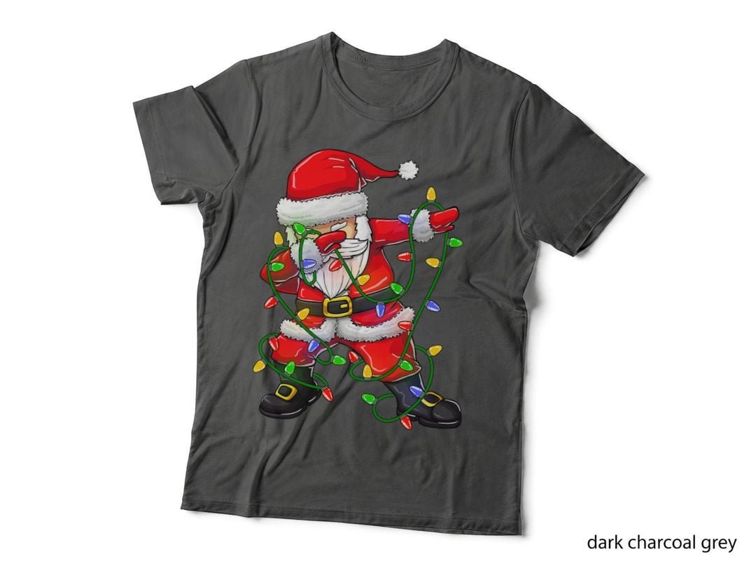 Dabbing Santa Shirt for Boys Girls Christmas Tree Lights T-Shirt