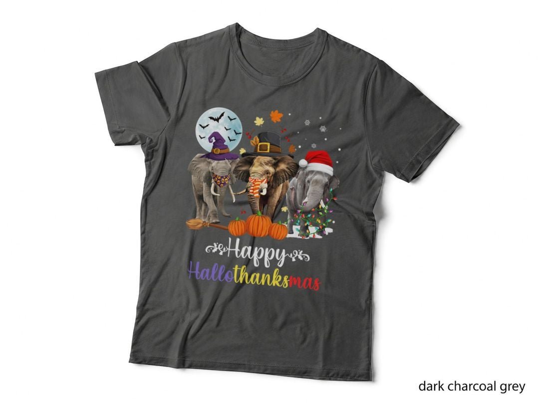 Elephant Halloween Merry Christmas Happy Hallothanksmas T-Shirt