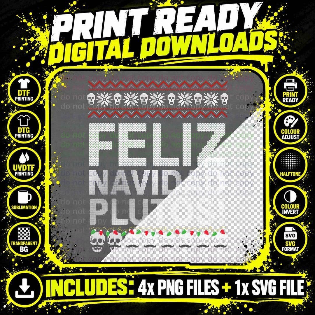 Feliz Navidad Putos Christmas Matching Spanish Ugly Xmas Png SVG Digital Bundle