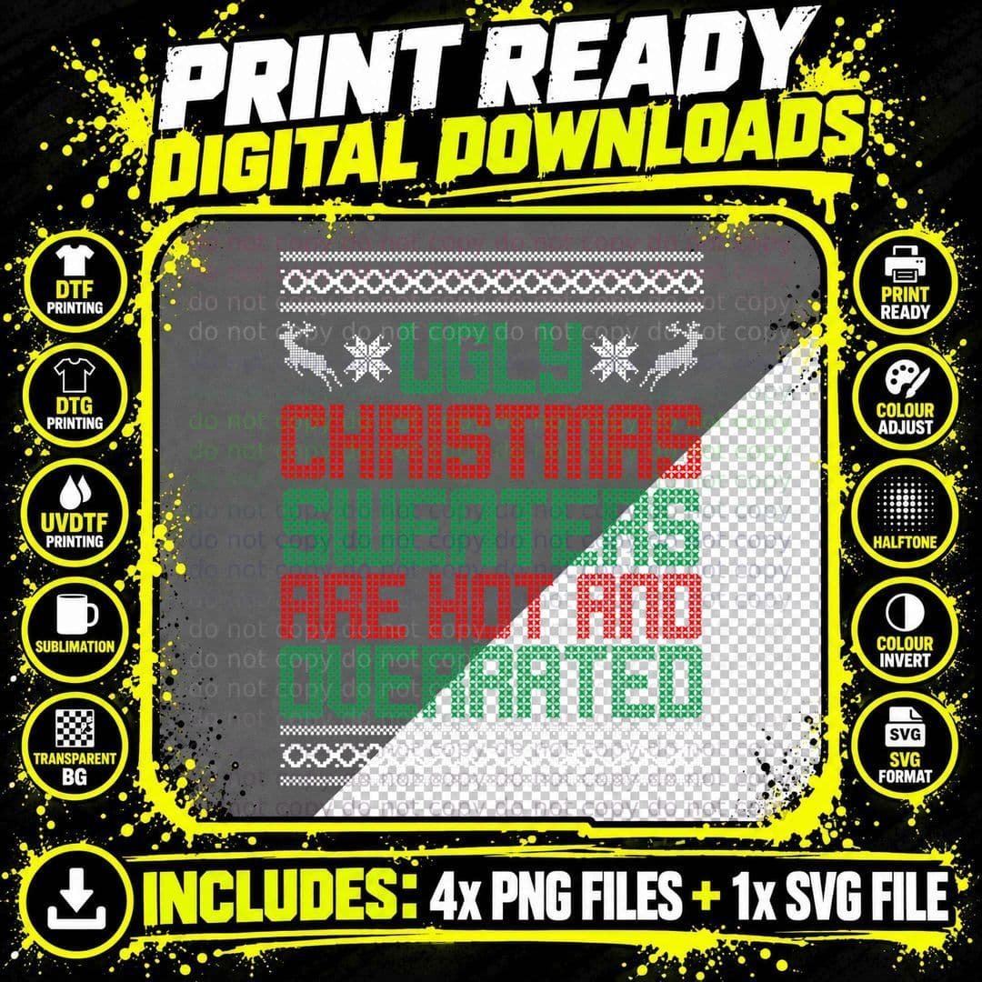 Funny Christmas Shirt for Ugly Sweater Party Men Women Png SVG Digital Bundle