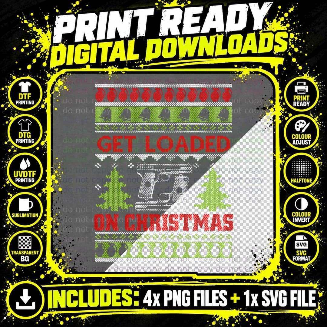 Funny Gun Lover Ugly Christmas Sweater Gift Hoodie Png SVG Digital Bundle