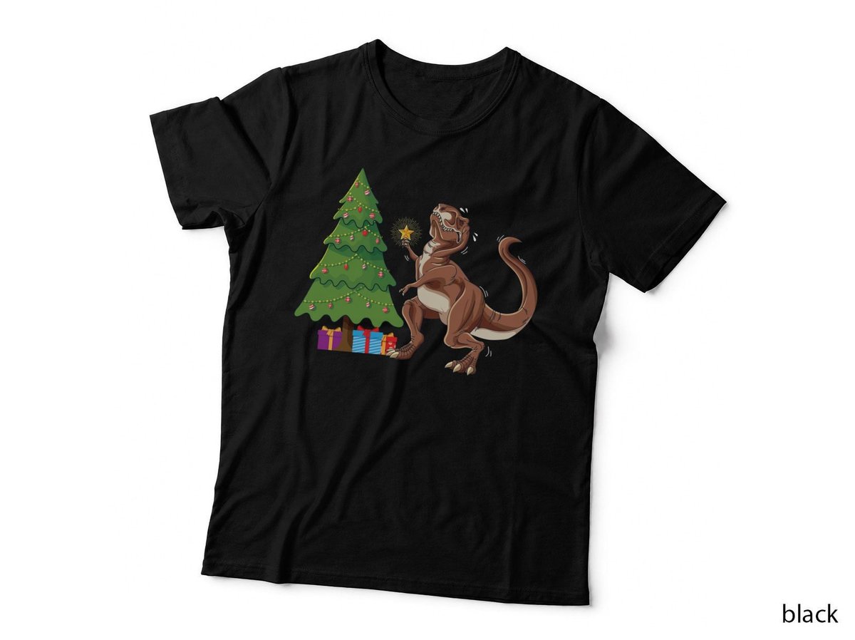 Funny T-Rex Christmas Tree Topper Hoodie, Holiday Gift T-Shirt