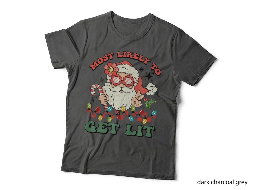 Groovy Retro Christmas Most Likely to Get Lit, Retro Christmas T-Shirt