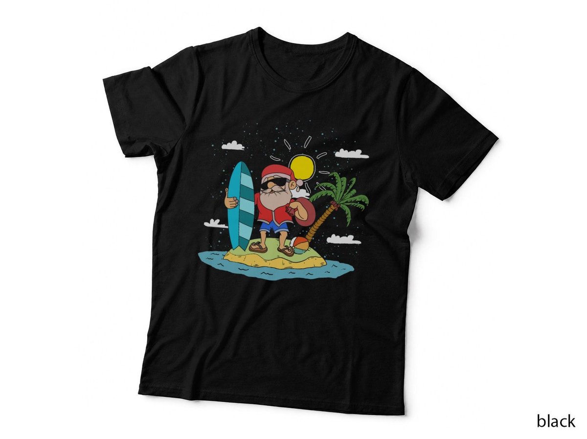 Hawaiian Summer Cool Santa Claus Surfing Christmas in July T-Shirt