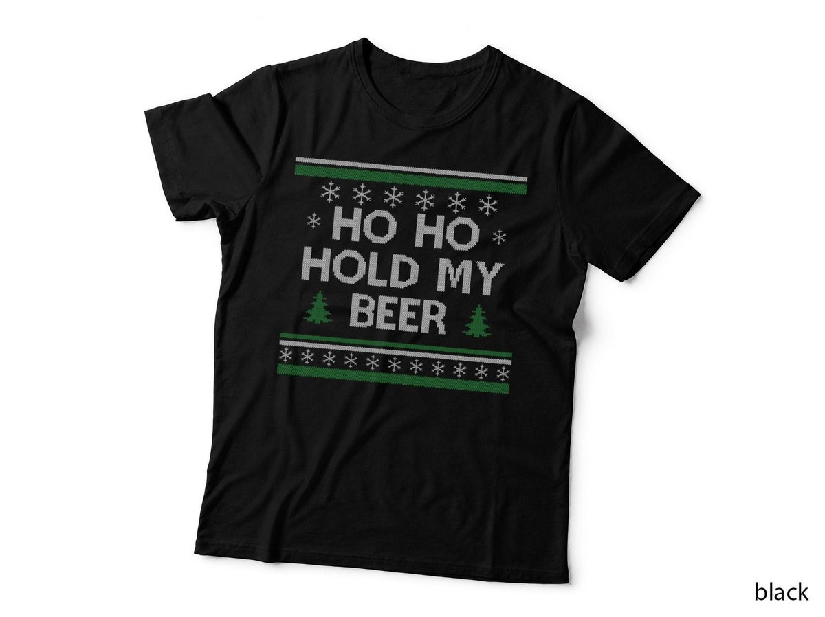 Ho Ho Hold My Beer Santa Ugly Christmas Drinking Sweater Pullover Hoodie T-Shirt