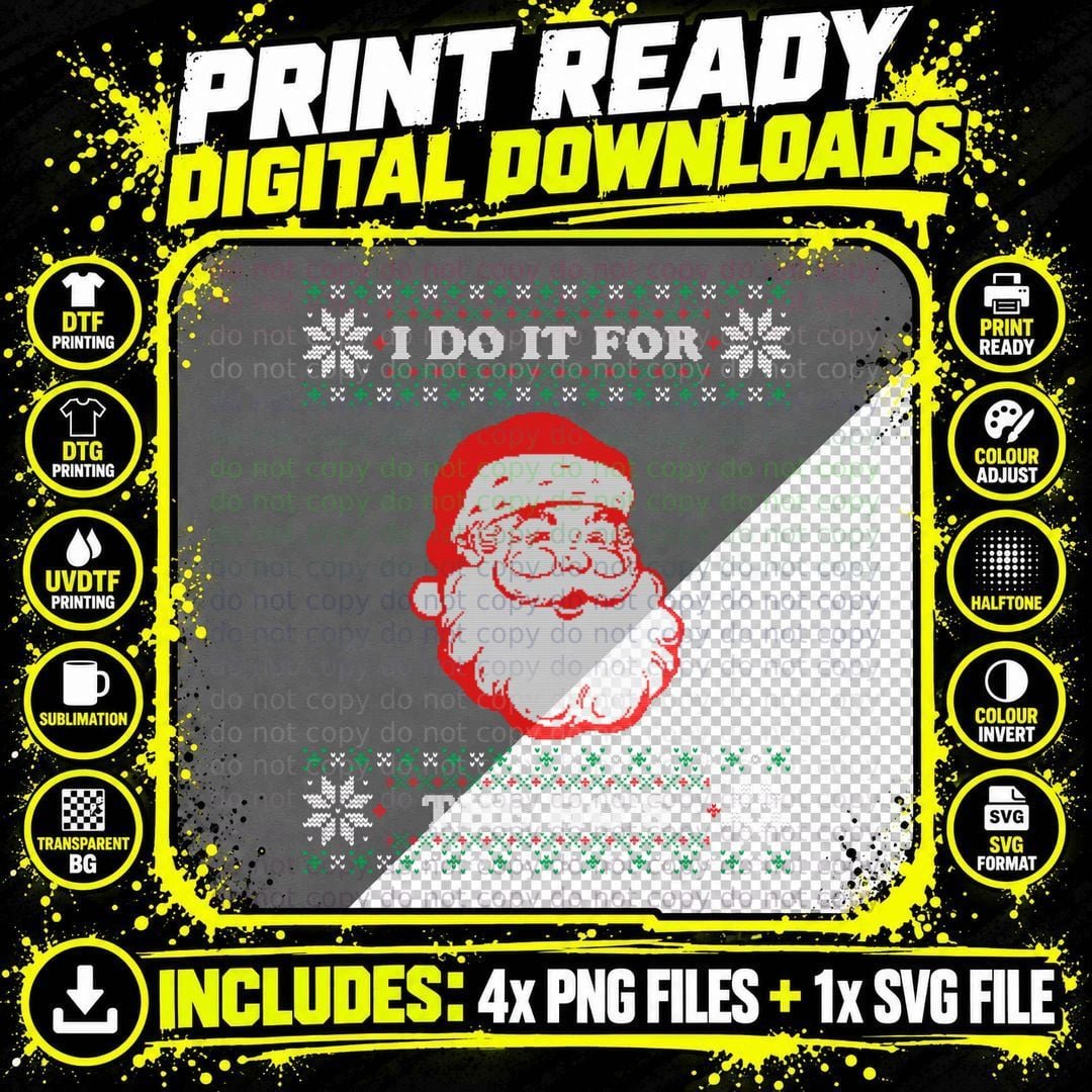 I Do It for the Hos Ugly Christmas Sweater Inappropriate Png SVG Digital Bundle