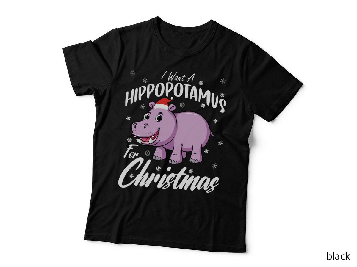 I Want a Hippopotamus for Christmas Shirt Xmas Hippo Pullover Hoodie T-Shirt