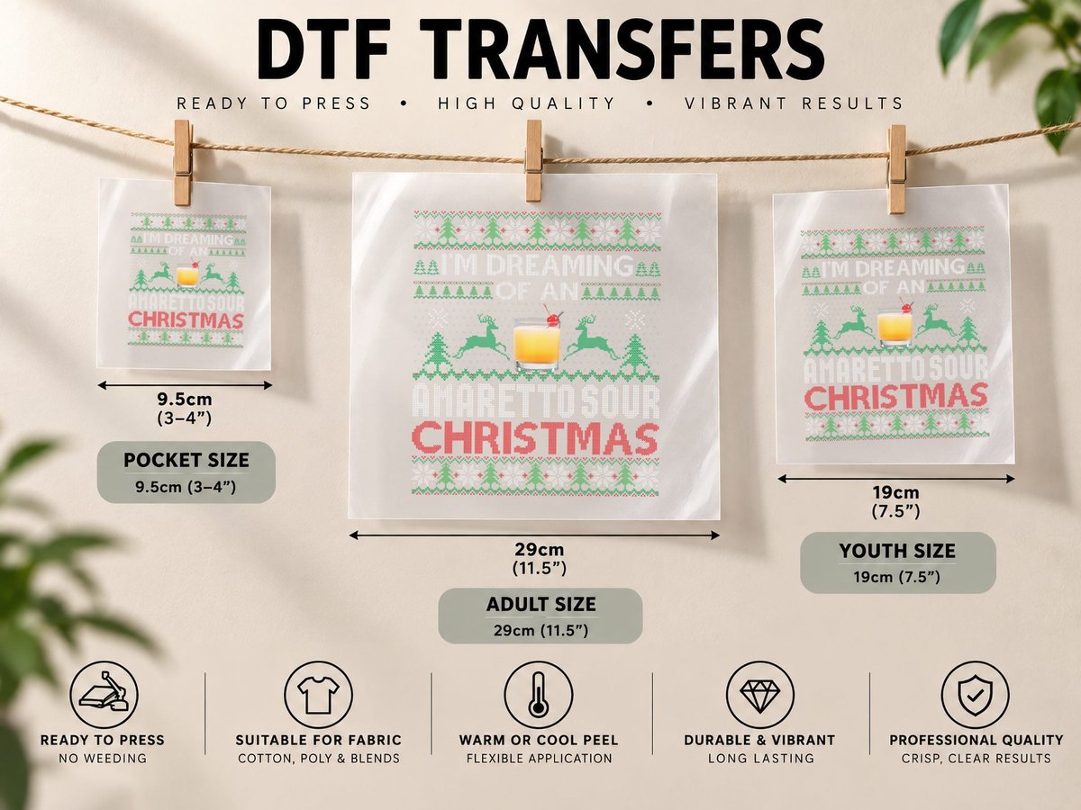 I'm Dreaming of an Amaretto Sour Christmas Ugly DTF Transfer Iron On