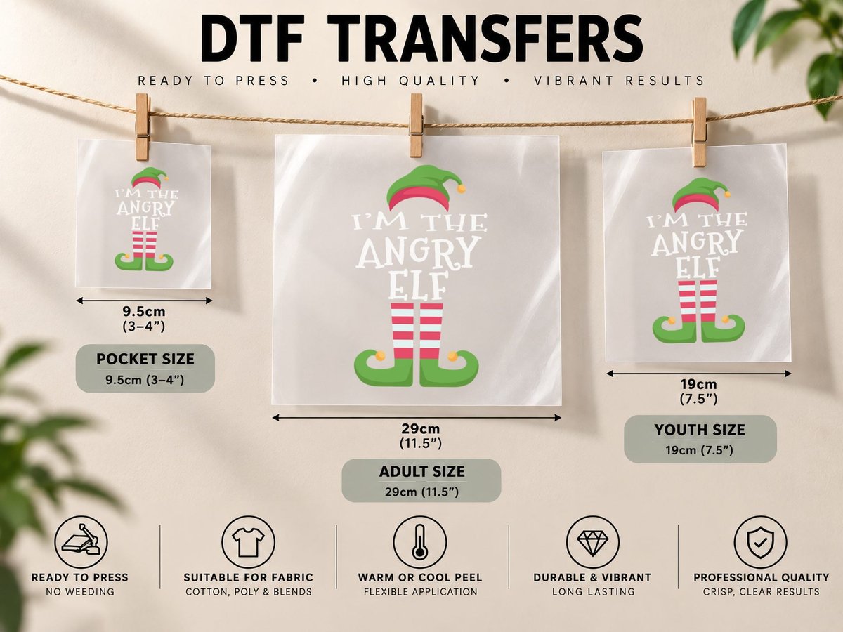 I'm the Angry Elf Family Matching Christmas Pajama Pullover DTF Transfer Iron On