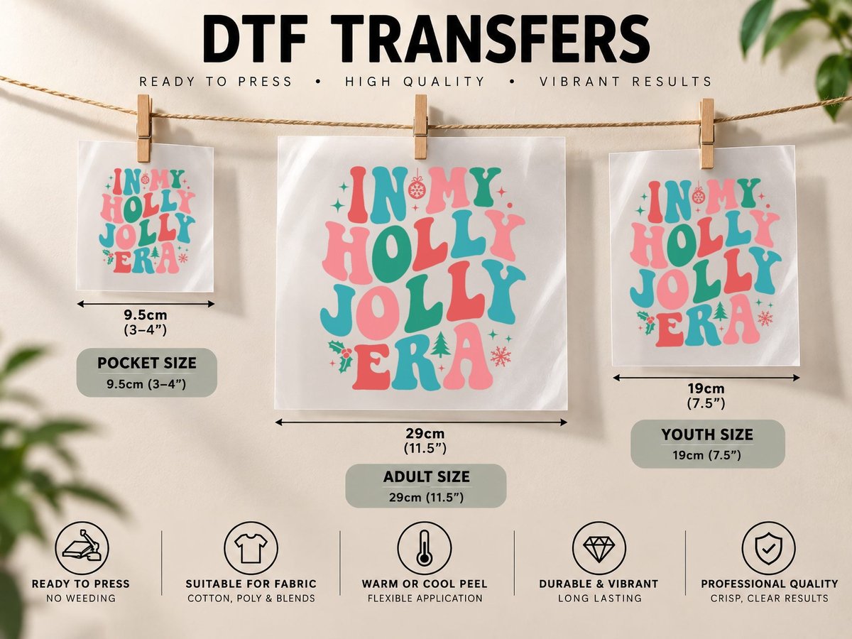 In My Holly Xmas Jolly Era Retro Groovy Christmas Holiday DTF Transfer Iron On